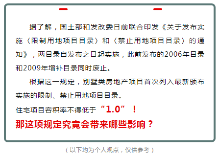 房产政策 | 住宅项目容积率将不得低于1.0？